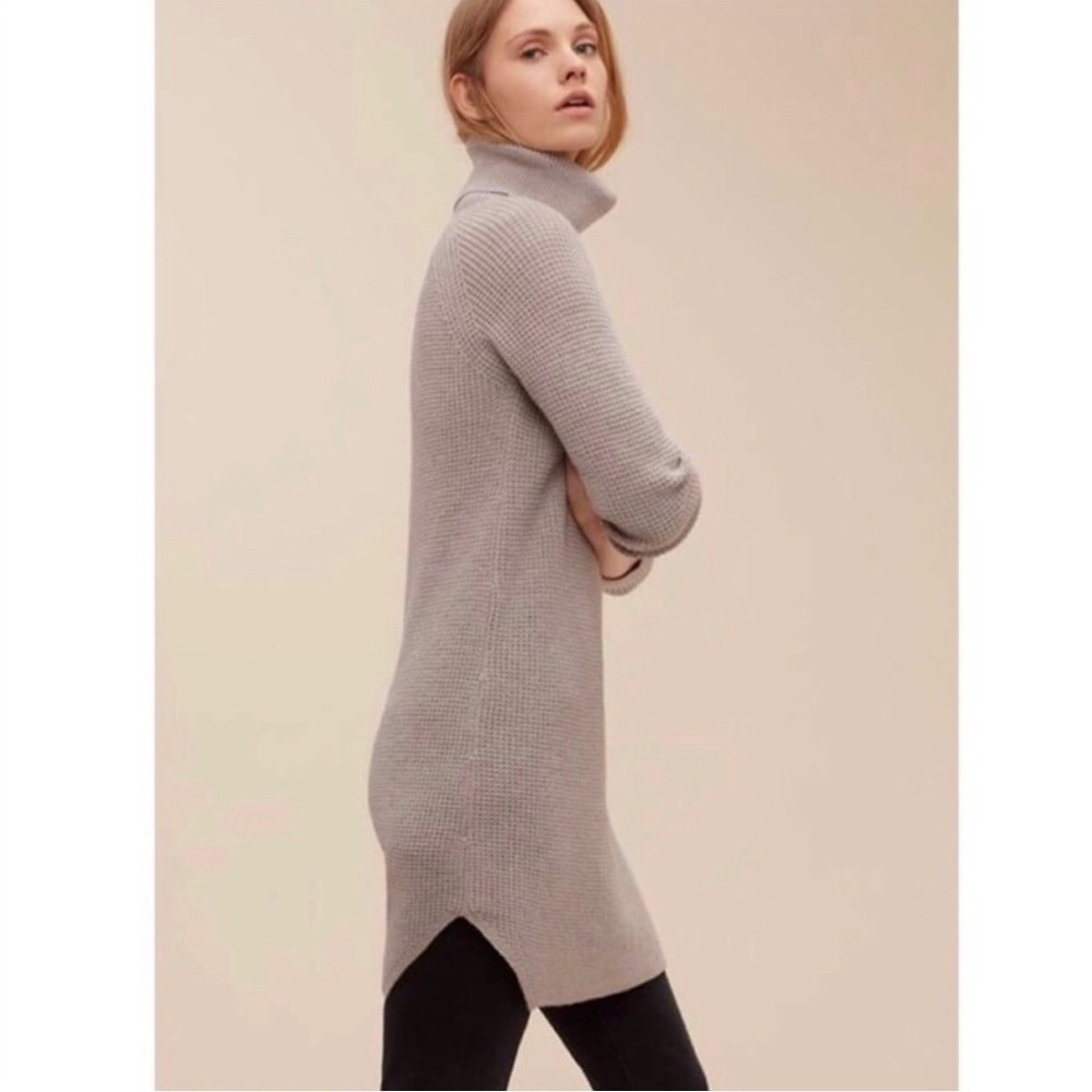 Wilfred Aritzia Bianca mushroom wool turtleneck sweater dress XXS merino wool